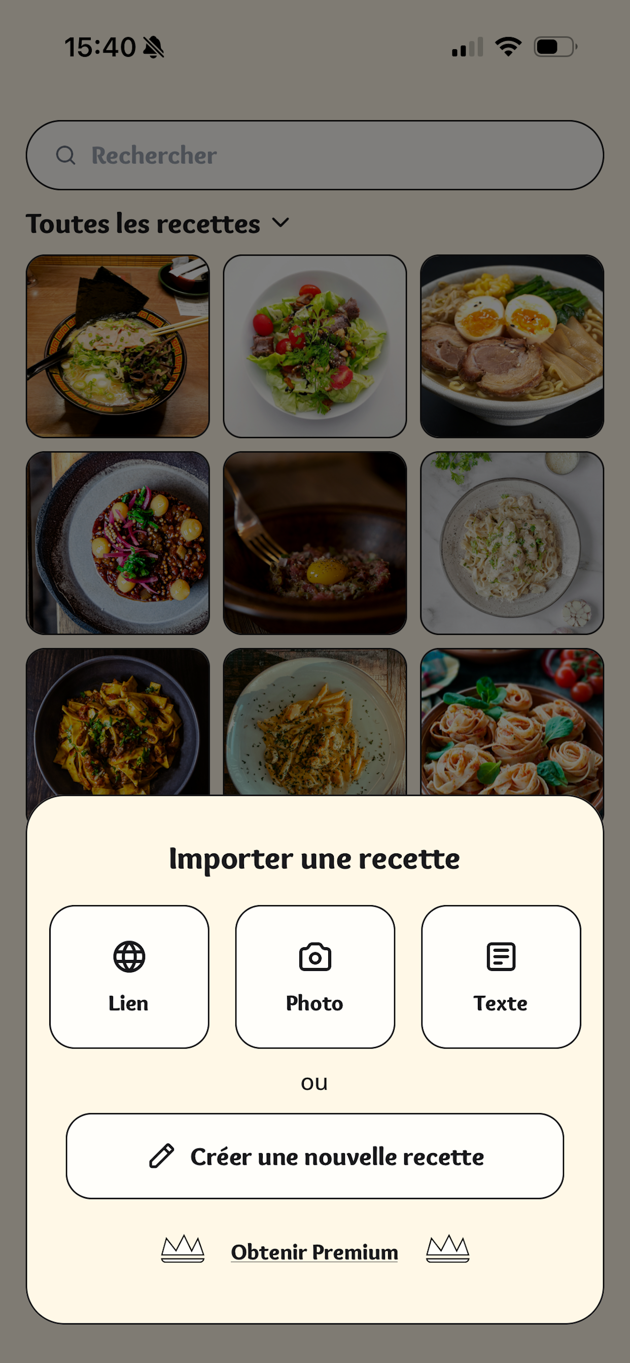 Importer une recette depuis un lien, une photo ou du texte
