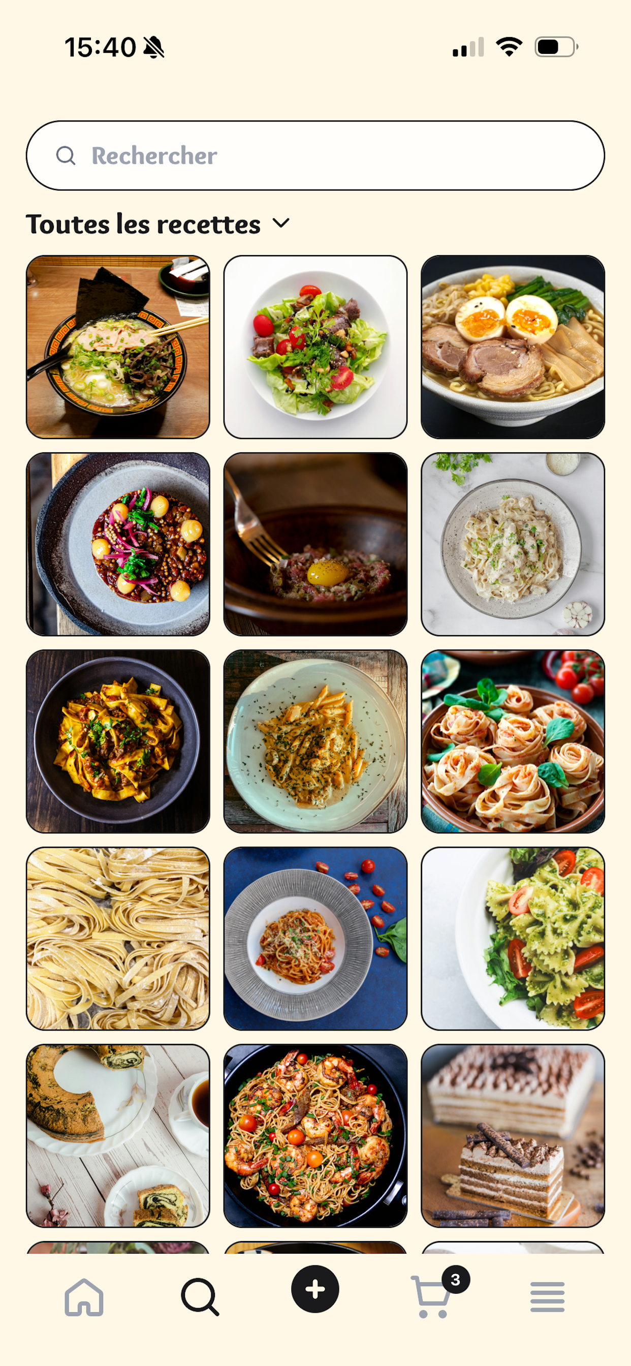 Toutes les recettes en grille